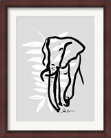 Framed Inked Safari Leaves II-Elephant