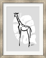 Framed Inked Safari Leaves IV-Giraffe 2