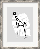 Framed Inked Safari Leaves IV-Giraffe 2