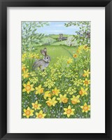 Framed Easter Rabbit and Daffodils
