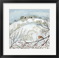 Framed Snowy Landscape with Robin
