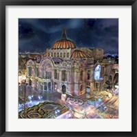 Framed Mexico City Palace of Fine Arts at night