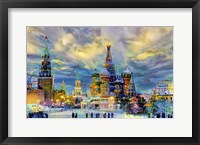 Framed Moscow Russia Saint Basil's Cathedral Kremlin Red Square ice snow and skating