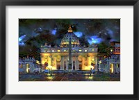 Framed Vatican City Saint Peter Basilica at night