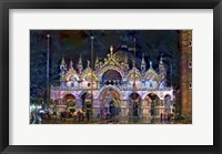 Framed Venice Italy Patriarchal Cathedral Basilica of Saint Mark at night