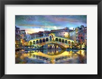 Framed Venice Italy Rialto Bridge at night