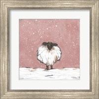 Framed Pastel Pink Winter Sheep