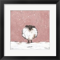 Framed Pastel Pink Winter Sheep