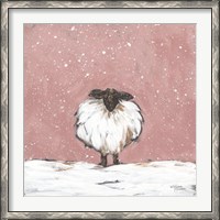 Framed Pastel Pink Winter Sheep