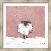 Framed Pastel Pink Winter Sheep