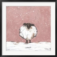 Framed Pastel Pink Winter Sheep