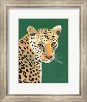 Framed Colorful Cheetah on Emerald