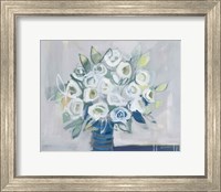 Framed White Roses on Gray