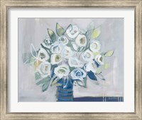 Framed White Roses on Gray