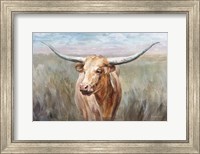 Framed Big Sky Longhorn Sunset