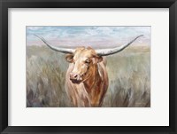 Framed Big Sky Longhorn Sunset