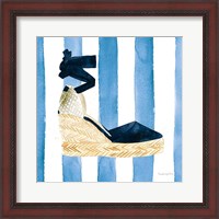 Framed Beach Glam VI Navy on Stripes