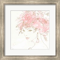 Framed Floral Figures II Pink Gold Sq