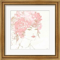 Framed 'Floral Figures I Pink Gold Sq' border=