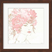 Framed 'Floral Figures I Pink Gold Sq' border=