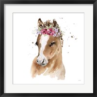 Framed Floral Pony Pink Sq