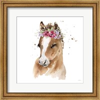 Framed Floral Pony Pink Sq