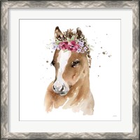 Framed 'Floral Pony Pink Sq' border=