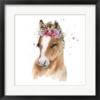 Floral Pony Pink Sq Framed Print