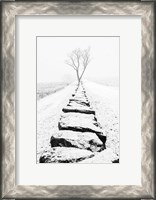 Framed Snowy Stone Wall