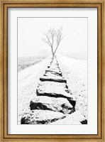 Framed Snowy Stone Wall