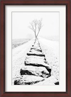 Framed Snowy Stone Wall