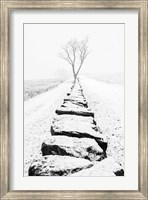 Framed Snowy Stone Wall