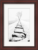 Framed Snowy Stone Wall