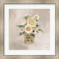 Framed Sunflowers in Rattan