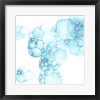 Framed 'Bubble Square Aqua I' border=