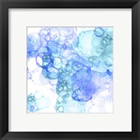 Framed 'Bubble Square Aqua & Blue I' border=