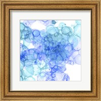 Framed 'Bubble Square Aqua & Blue II' border=