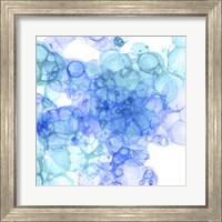 Framed 'Bubble Square Aqua & Blue II' border=
