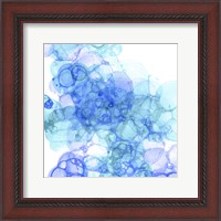 Framed 'Bubble Square Aqua & Blue III' border=