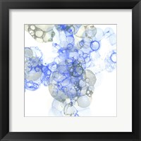 Bubble Square Blue & Grey I Framed Print