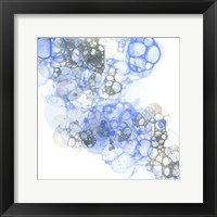 Framed 'Bubble Square Blue & Grey II' border=