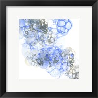 Framed 'Bubble Square Blue & Grey II' border=