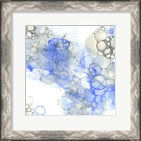 Framed 'Bubble Square Blue & Grey III' border=