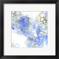 Framed 'Bubble Square Blue & Grey III' border=