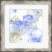 Framed 'Bubble Square Blue & Grey IV' border=