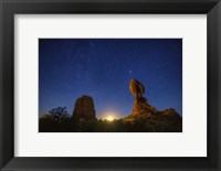 Framed Balanced Rock Crescent Moonrise