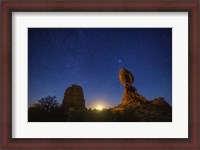 Framed Balanced Rock Crescent Moonrise