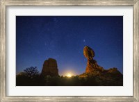 Framed Balanced Rock Crescent Moonrise