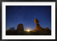 Framed Balanced Rock Crescent Moonrise