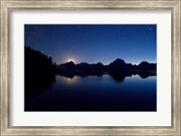 Framed Teton Moonset over Jackson Lake